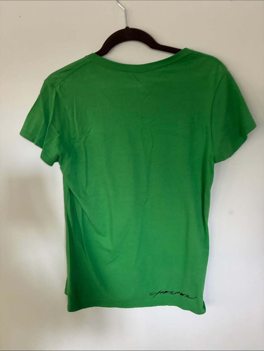 Anvil Charlie Harper print Bright Green Crewneck Tee with Subtle Ribbed Collar - Picture 6 of 6
